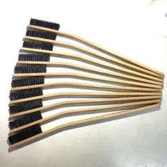 竹ブラシ　曲柄　全長約29.5cm 豚毛 10本セット いろいろな用途に使えます