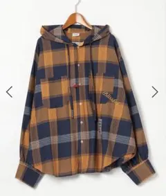 ◇新品◇be with M Misayo フードチェックシャツ ブラウンチェック 