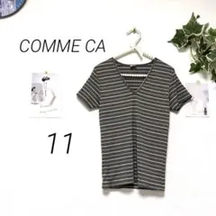 12253 COMME CA コムサ Vネック半袖ボーダーカットソーのサムネイル