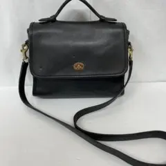コーチ ターンロック 金金具 レザー 黒 ショルダーバッグ 2way