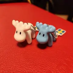 モズ☆MOZ　カプセルトイチェーンマスコット 白 水色 2個セット