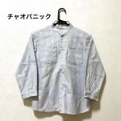 CIAOPANIC チャオパニック ストライプ バンドカラーシャツ 七分袖キッズ