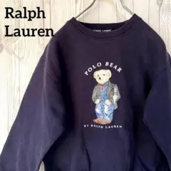 POLO　ポロラルフローレン　ベアー刺繍　スウェットトレナー　レディースM　紺