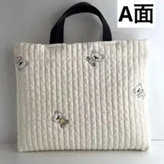 ヌビ　刺繍　くま　レッスンバック　絵本袋　お稽古袋　入園入学　ヌビバック