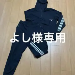 adidas フード付きジャージ上下セット ブラック