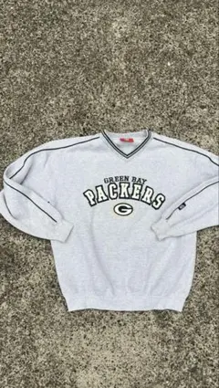 【希少・NFL公式】グリーンベイ・パッカーズ 刺繍ロゴ Vネックスウェット