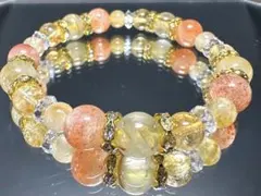 ゴールドルチルクォーツタイチン シトリンマイカサンストーン水晶ブレスレット