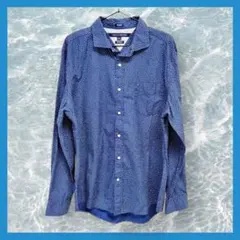 トミーヒルフィガー 長袖シャツ 紺 星柄 80's 2PLY カスタムフィット