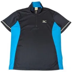MIZUNO ミズノ　ゴルフ 半袖 ハーフジップシャツ　M ネイビー 紺のサムネイル