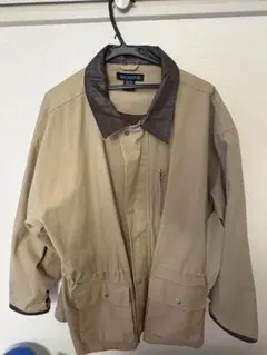 【XXL/襟レザー】90s ワーク カバーオール ベージュ ゆるだぼ 訳あり格安