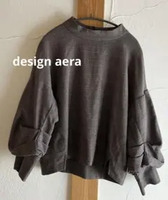 【design aera】チェック柄 バルーンスリーブトップス サイズ40