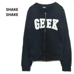 シェイクシェイク 黒 ジップアップブルゾン GEEKロゴ 綿混 カジュアルのサムネイル
