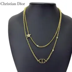 Christian Dior ダブルチェーン ネックレス スター ラインストーン