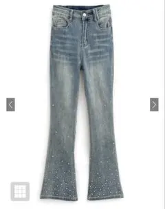 GRL ビジューデニムフレアパンツ