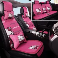 ハローキティデザインのメッシュシートカバークッション付きで快適
