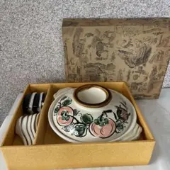陶器製　土鍋セット 果物デザイン　レンゲ　セット