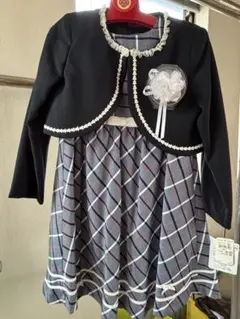 ネイビー系チェックのジャケット付きワンピース　130