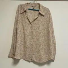 H&M 花柄 長袖シャツ ブラウス ベージュ系