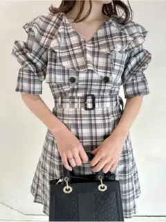 snidel フリルトレンチミニワンピース チェック