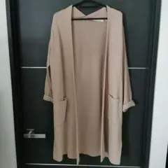 KHALITA ニット カーディガン ロングカーディガン ピンクベージュ M