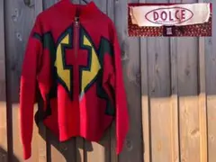 DOLCE ハーフジップ　セーター　ニット　幾何学模様　柄　アステカ柄