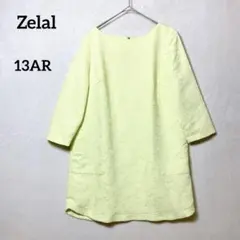 ゼラール チュニックワンピース 花柄刺繍 蛍光イエロー 七分袖 『13AR』のサムネイル