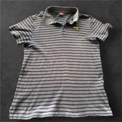 PUMA グレー ストライプ ポロシャツ