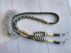 ハンドメイド スマホショルダーストラップ グリーンベージュイエロー