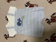 クジラ刺繍入りストライプベビー服 1ヶ月用