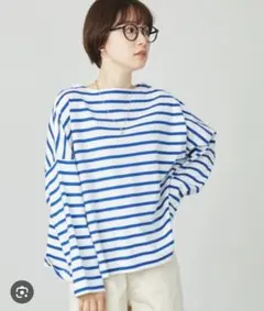 アメリカンホリック ボーダー カットソー　ブルー Lサイズ