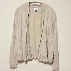オールドネイビー トッパーカーディガン ボタンなし 無地 M ベージュ オフィス