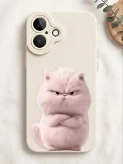 ピンク猫デザイン iPhone16スマホケース　ソフトケース