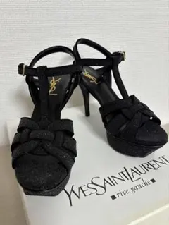 イヴ・サンローラン　プラットフォーム サンダル 黒　35ハーフ　新品未使用　美品 イヴ・サンローラン プラットフォーム サンダル 黒 35ハーフ
