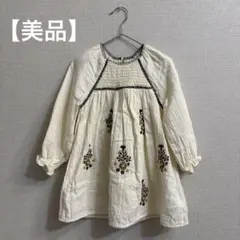 ZARA アイボリー刺繍入り長袖ワンピース　98cm