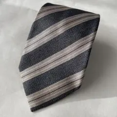 【ネクタイ】Paul Smith グレーとシルバーのストライプネクタイ