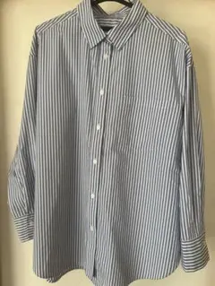 GU ストライプ長袖シャツ水色