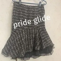 【pride glide】ツイードスカート★アシンメトリー★シフォン重ねスカート