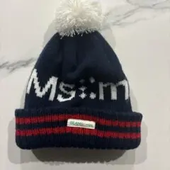 BEAMS mini ネイビー帽子 ポンポン付き