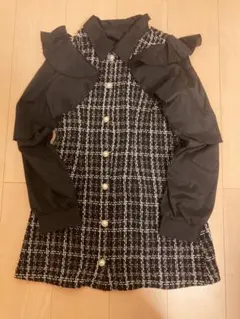 GRL フリル付きツイード風シャツワンピース Mサイズ