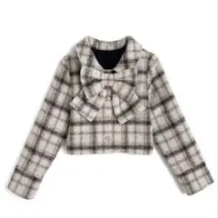 GRL リボン付きチェック柄ツイードジャケット tw1251