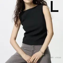 UNIQLO シャーリングボートネックTノースリーブ　ブラック