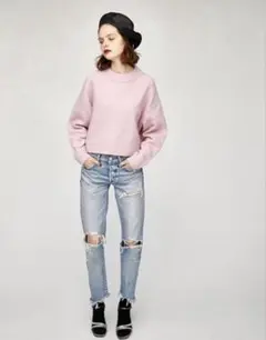 MOUSSY ダメージテーパードデニム パンツ 24