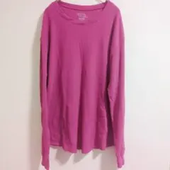 TIME & TRUE ピンク 長袖 Tシャツ L　ワッフル　シンプル