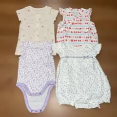 【4点セット】夏服 女の子 ベビー服 まとめ売り ロンパース 50-60cm