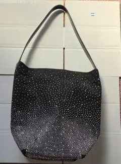 ストーン装飾 ブラック ショルダーバッグ