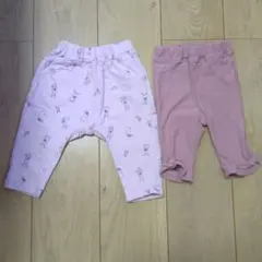 GU パンツ 80cm うさぎ サマナルパンツ リボン ピンク 2枚セット