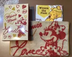 ミニーマウス タオル　約80cm x 約35cm ＆　プーさん　ハンドタオル