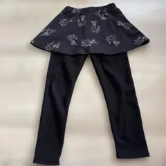 スカート付き黒レギンス 花柄120㎝