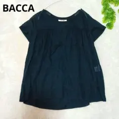BACCA 半袖チュニックブラウス ネイビー 総柄 コットン リゾート 旅行のサムネイル