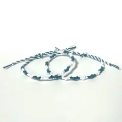 ハンドメイド ミサンガ アンクレット サッカー エメラルドスポーツ【2本セット】